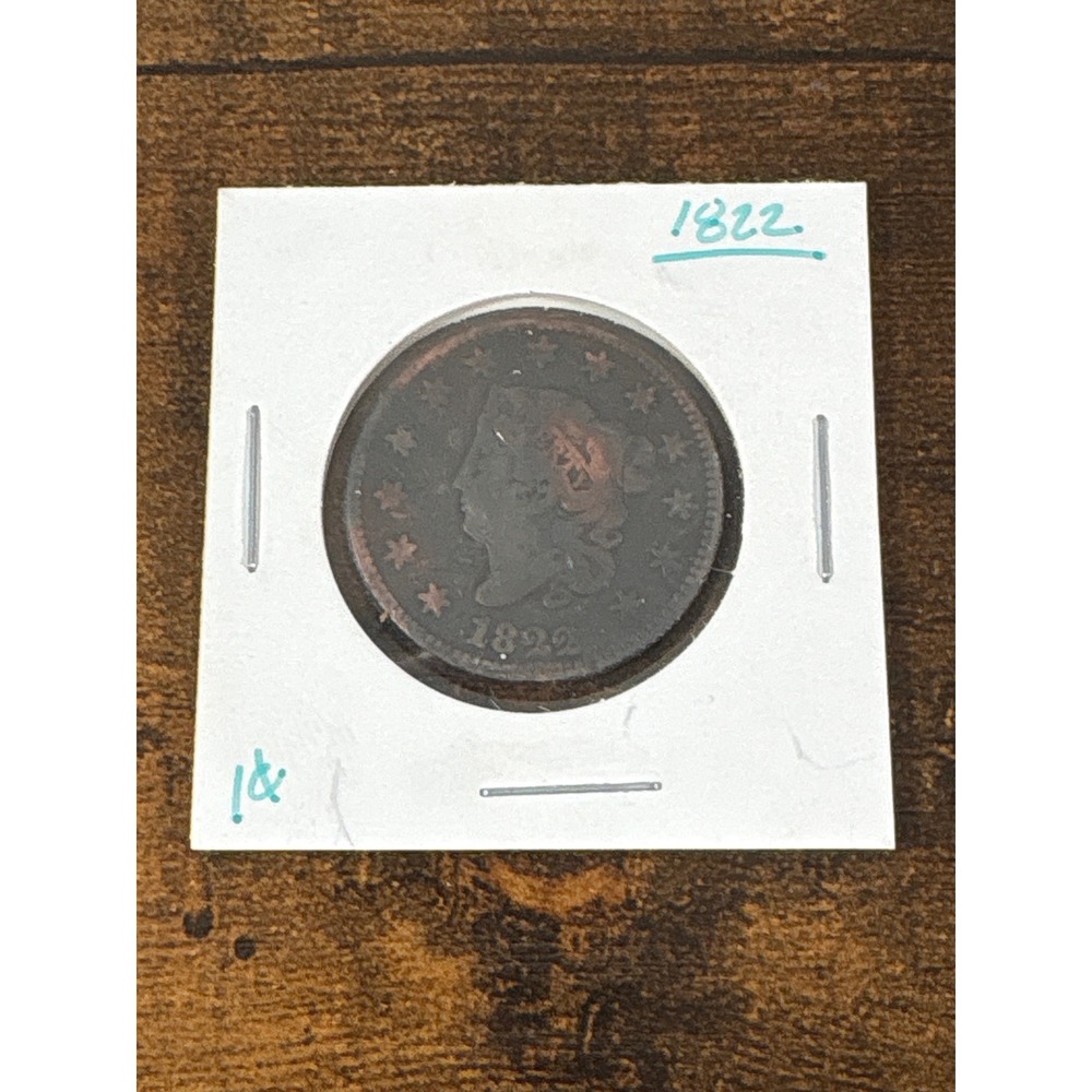 1822 Matron Head Large Cent Coronet Liberty US Copper Penny Coin Antique